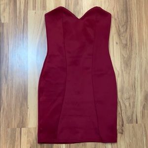 Boohoo Wine Zip Back Dress Size 8 Short